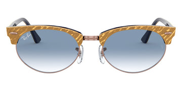 Ray-Ban® Clubmaster RB3946 RB3946 13063F 52 - Wrinkled Beige On Blue with Clear Gradient Blue lenses Sunglasses