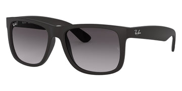 Ray-Ban® Justin RB4165 RB4165 622/T3 55 - Rubber Black with Light Gray Gradient Gray Polarized lenses Sunglasses