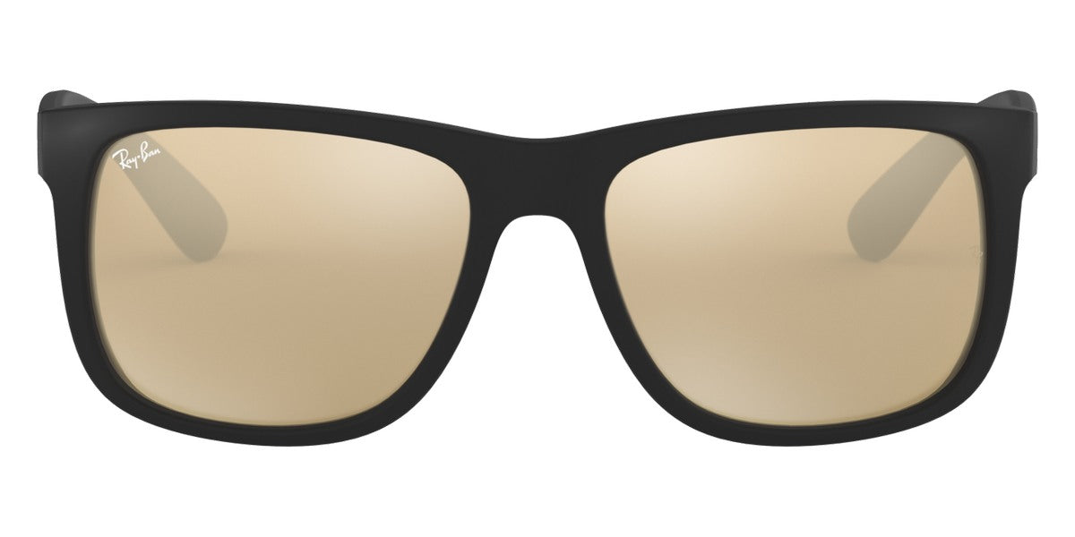 Ray-Ban® Justin RB4165 RB4165 622/5A 51 - Rubber Black with Light Brown Mirrored Dark Gold lenses Sunglasses