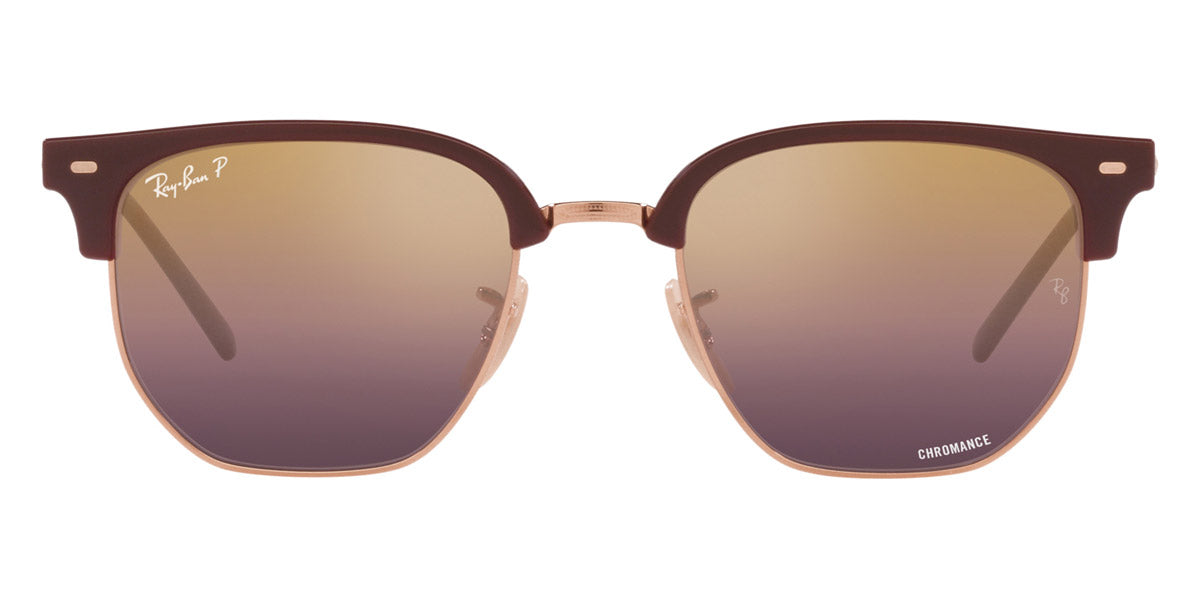 Ray-Ban® New Clubmaster RB4416F RB4416F 6654G9 55 - Bordeaux on Rose Gold with Polarized Wine lenses Sunglasses