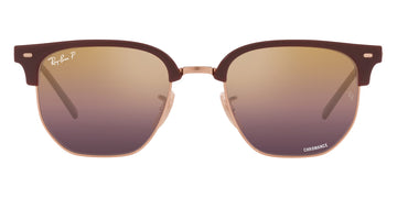 Ray-Ban® New Clubmaster RB4416F RB4416F 6654G9 55 - Bordeaux on Rose Gold with Polarized Wine lenses Sunglasses