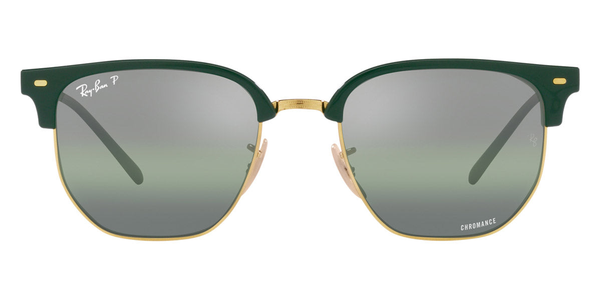 Ray-Ban® New Clubmaster RB4416F RB4416F 6655G4 55 - Green on Arista with Polarized Green Mirrored lenses Sunglasses