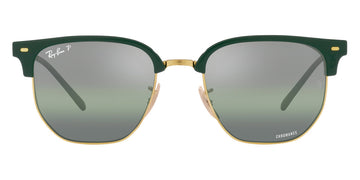 Ray-Ban® New Clubmaster RB4416F RB4416F 6655G4 55 - Green on Arista with Polarized Green Mirrored lenses Sunglasses