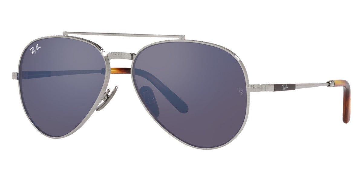 Ray-Ban® Aviator Titanium RB8225 RB8225 3139O4 62 - Silver with Gray Mirrored Blue lenses Sunglasses