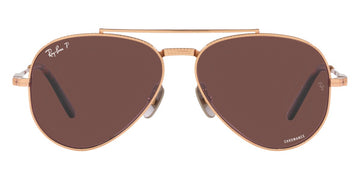 Ray-Ban® Aviator Titanium RB8225 RB8225 3140AF 58 - Rose Gold with Polarized Dark Violet lenses Sunglasses