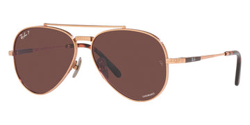 Ray-Ban® Aviator Titanium RB8225 RB8225 3140AF 62 - Rose Gold with Polarized Dark Violet lenses Sunglasses