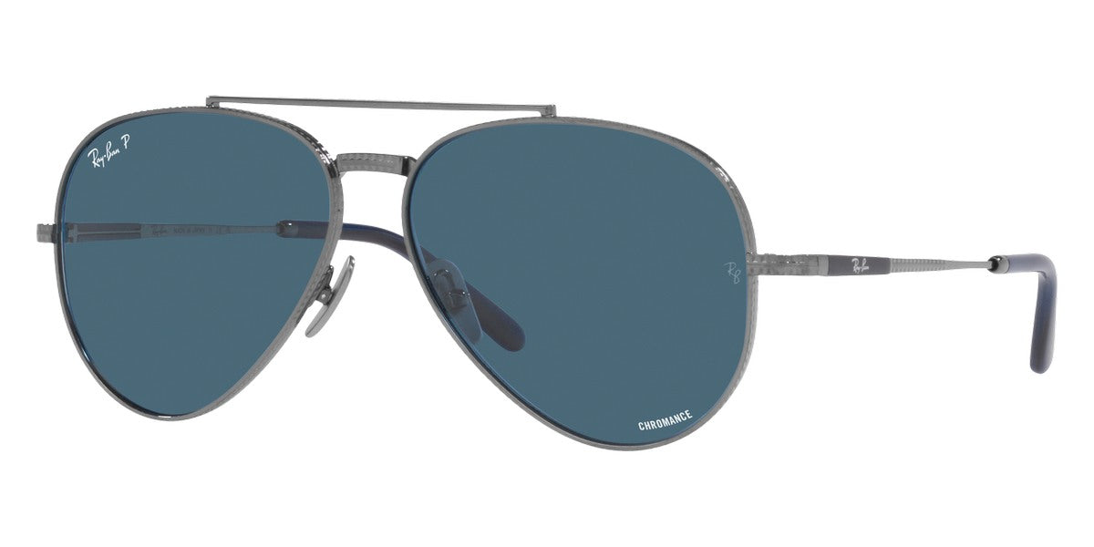 Ray-Ban® Aviator Titanium RB8225 RB8225 3142S2 62 - Gunmetal with Polarized Blue lenses Sunglasses