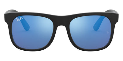 Ray-Ban® Junior Justin RJ9069S RJ9069S 702855 48 - Rubber Black with Blue Mirrored Blue lenses Sunglasses