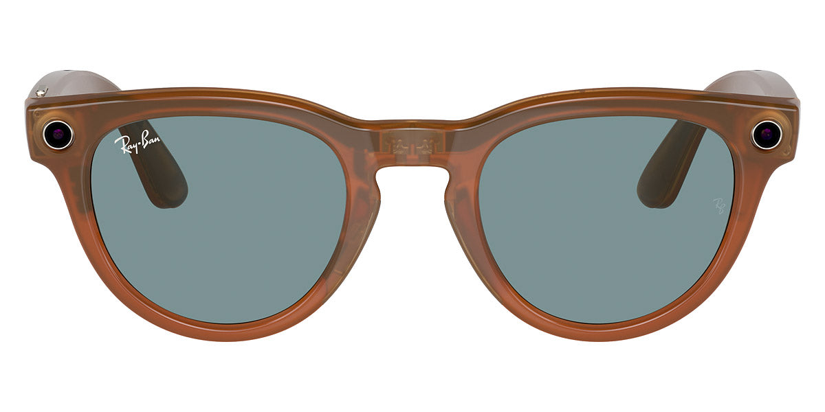 Ray-Ban® Meta Headliner RW4009 670680 - Shiny Caramel/Blue with blue-violet light filter lenses Sunglasses