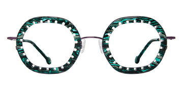 L.A.Eyeworks® MONTSERRAT  LA MONTSERRAT 219463 46 - Green Dragon with Deep Eggpant Eyeglasses