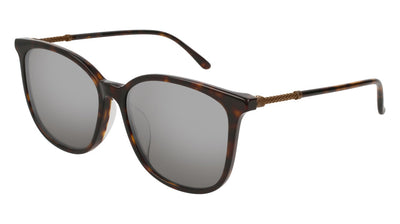 Bottega Veneta® BV0153SK - Bronze / Havana / Silver Mirrored Sunglasses