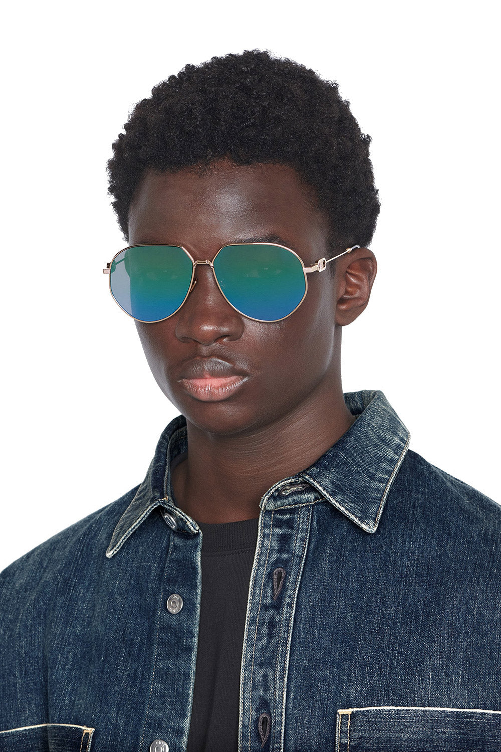 CD Diamond A1U Blue Mirrored Pilot Sunglasses with CD Diamond Motif