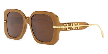 Fendi® FE40065I FEN FE40065I 50E 55 - Shiny Milky Amber / Brown Sunglasses