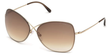 Tom Ford® FT0250 Colette FT0250 Colette 28F 63 - 28F - Shiny Rose Gold, Dark Brown Temple Tips / Gradient Brown Lenses Sunglasses