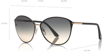 Tom Ford® FT0320 Penelope FT0320 Penelope 28B 59 - 28B - Shiny Rose Gold, Shiny Black Coating / Gradient Smoke Lenses Sunglasses