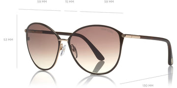 Tom Ford® FT0320 Penelope FT0320 Penelope 28D 59 - 28D - Shiny Rose Gold, Shiny Black Coating / Smoke Gradient Polarized Lenses Sunglasses