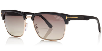 Tom Ford® FT0367 River FT0367 River 01D 57 - 01D - Shiny Black, Rose Gold Metal / Polarized Gradient Grey Lenses Sunglasses