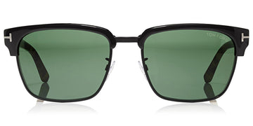 Tom Ford® FT0367 River FT0367 River 02B 57 - 02B - Shiny Black Front, Tortoise Temples, Matte Black Metal / Green Lenses Sunglasses