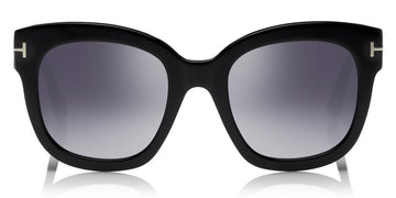 Tom Ford® FT0613 Beatrix-02 FT0613 Beatrix-02 01C 52 - 01C - Shiny Black, Palladium T Logo/ Gradient Smoke Flash Silver Lenses Sunglasses