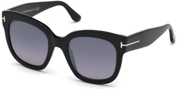 Tom Ford® FT0613 Beatrix-02 FT0613 Beatrix-02 01C 52 - 01C - Shiny Black, Palladium T Logo/ Gradient Smoke Flash Silver Lenses Sunglasses