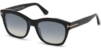 Tom Ford® FT0614 Lauren-02 FT0614 Lauren-02 01C 52 - 01C - Shiny Black, Rose Gold T Logo/ Grad. Smoke Lenses, Silver Flash Sunglasses