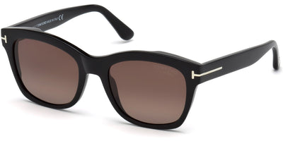 Tom Ford® FT0614 Lauren-02 FT0614 Lauren-02 01H 52 - 01H - Shiny Black, Palladium T Logo/ Gradient Burgundy Polarized Lenses Sunglasses