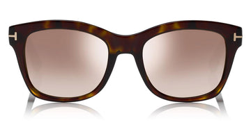 Tom Ford® FT0614 Lauren-02 FT0614 Lauren-02 52F 52 - 52F - Classic Dark Havana, Rose Gold T Logo/ Grad. Brown Lenses, Gold Flash Sunglasses