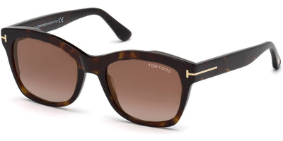 Tom Ford® FT0614 Lauren-02 FT0614 Lauren-02 52F 52 - 52F - Classic Dark Havana, Rose Gold T Logo/ Grad. Brown Lenses, Gold Flash Sunglasses