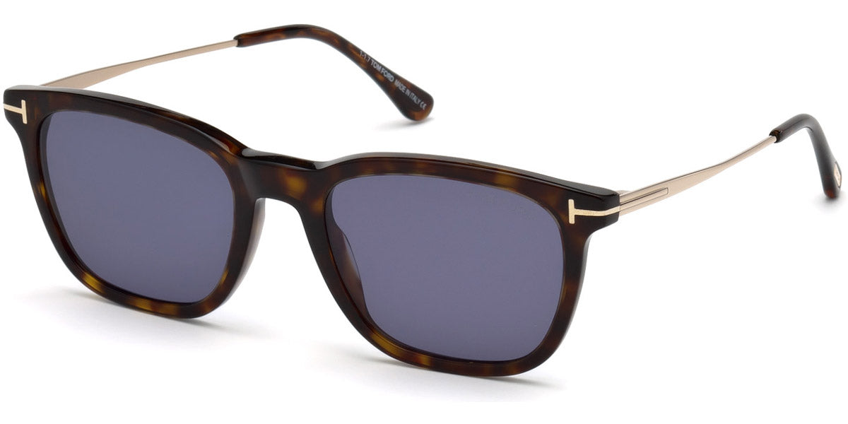 Tom Ford® FT0625 Arnaud-02 FT0625 Arnaud-02 52V 53 - 52V - Shiny Dark Havana, Shiny Rose Gold Temples / Blue Lenses Sunglasses