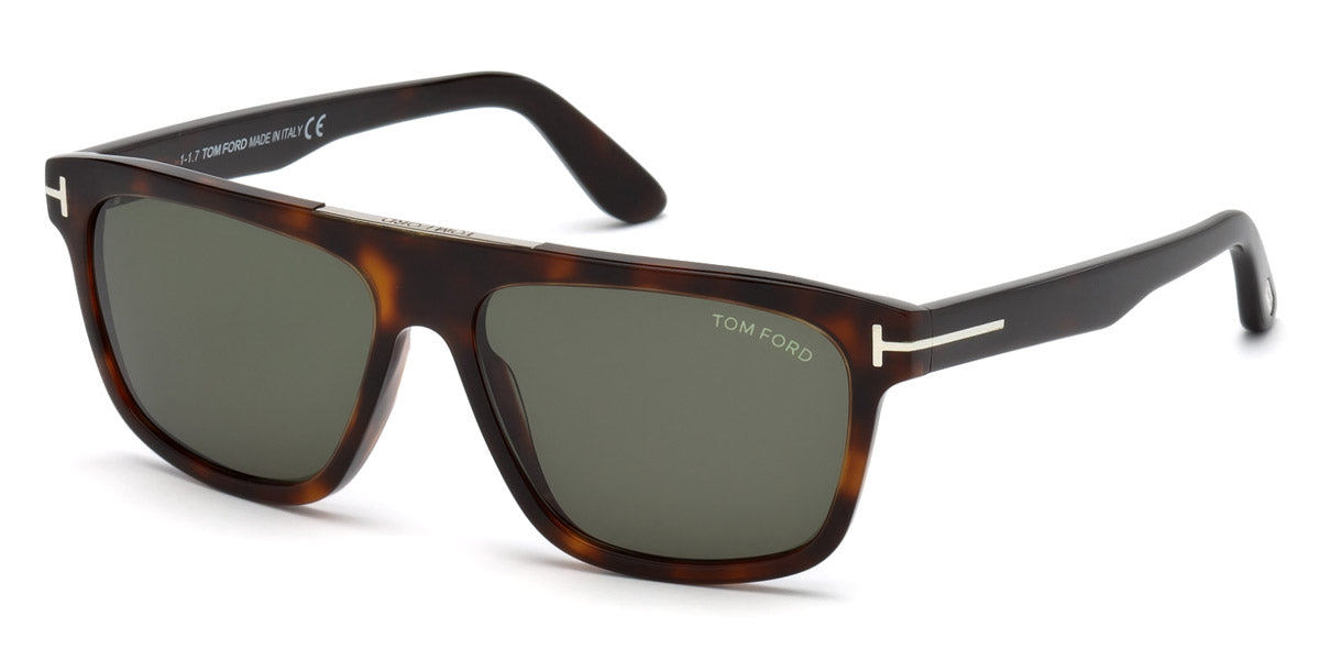 Tom Ford® FT0628 Cecilio-02 FT0628 Cecilio-02 52N 57 - 52N - Shiny Dark Havana/ Green Lenses Sunglasses