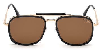 Tom Ford® FT0665 Huck FT0665 Huck 01E 58 - Shiny Black Acetate/Shiny Rose Gold Sunglasses