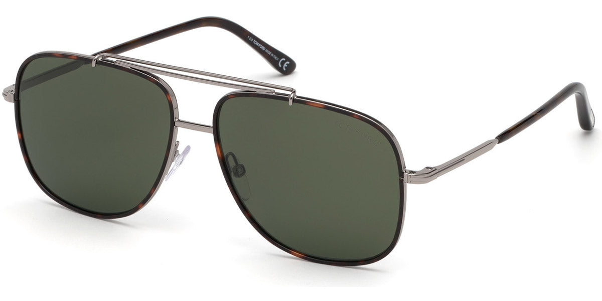 Tom Ford® FT0693 Benton FT0693 Benton 14N 58 - Light Ruthenium/Classic Dark Havana Acetate Sunglasses