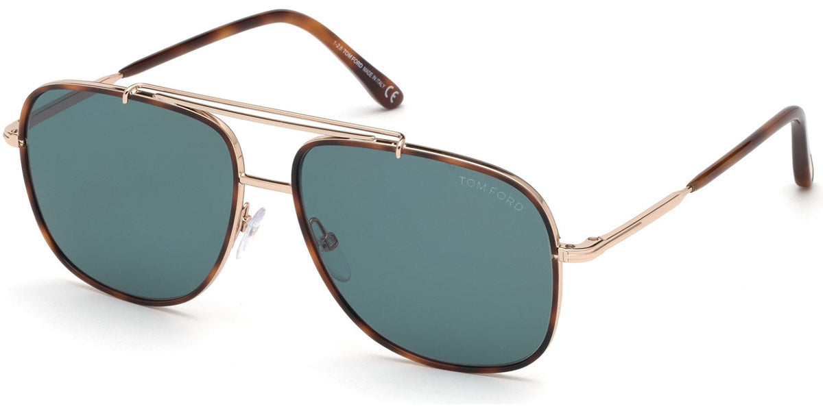 Tom Ford® FT0693 Benton FT0693 Benton 28V 58 - Shiny Rose Gold/Classic Havana Acetate Sunglasses