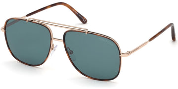 Tom Ford® FT0693 Benton FT0693 Benton 28V 58 - Shiny Rose Gold/Classic Havana Acetate Sunglasses