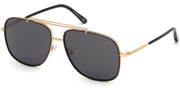 Tom Ford® FT0693 Benton FT0693 Benton 30A 58 - Shiny Yellow Gold/Black Acetate Sunglasses