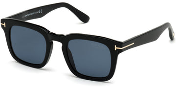 Tom Ford® FT0751 Dax FT0751 Dax 01V 50 - 01V - Shiny Black/ Polarized Blue Lenses Sunglasses