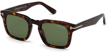 Tom Ford® FT0751 Dax FT0751 Dax 52N 50 - 52N - Shiny Classic Dark Havana/ Green Lenses Sunglasses