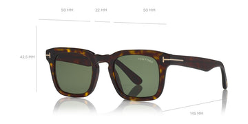 Tom Ford® FT0751 Dax FT0751 Dax 52N 50 - 52N - Shiny Classic Dark Havana/ Green Lenses Sunglasses