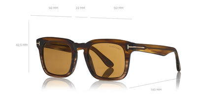 Tom Ford® FT0751 Dax FT0751 Dax 55E 50 - 55E - Dark Brown Fade To Light Striped Brown/ Vintage Brown Lenses Sunglasses