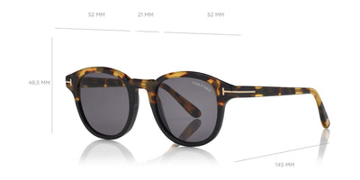 Tom Ford® FT0752 Jameson FT0752 Jameson 56A 52 - Shiny Tortoise Clear-Cut Black Sunglasses