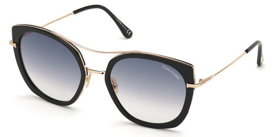 Tom Ford® FT0760 Joey FT0760 Joey 01B 56 - Shiny Black Acetate With Shiny Rose Gold Sunglasses