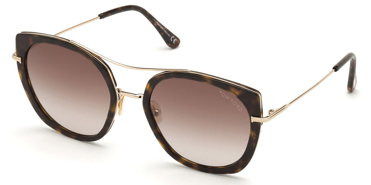 Tom Ford® FT0760 Joey FT0760 Joey 52F 56 - Shiny Classic Dark Havana With Shiny Rose Gold Sunglasses