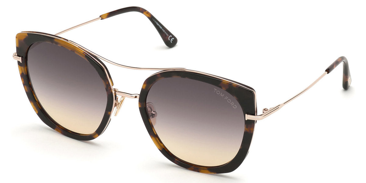 Tom Ford® FT0760 Joey FT0760 Joey 55B 56 - Shiny Vintage Havana With Shiny Rose Gold Sunglasses