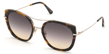 Tom Ford® FT0760 Joey FT0760 Joey 55B 56 - Shiny Vintage Havana With Shiny Rose Gold Sunglasses