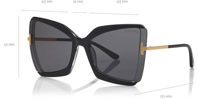 Tom Ford® FT0766 Gia FT0766 Gia 03A 63 - Black & Crystal With Endura Gold Sunglasses