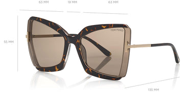 Tom Ford® FT0766 Gia FT0766 Gia 56J 63 - Dark Havana & Transparent Light Gray With Rose Gold Sunglasses