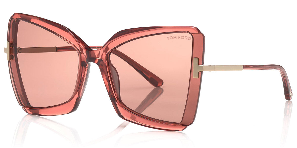 Tom Ford® FT0766 Gia FT0766 Gia 72Y 63 - Transparent Antique Pink With Rose Gold Sunglasses