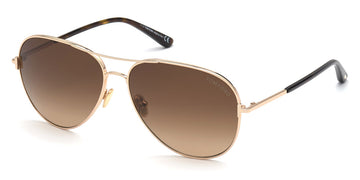 Tom Ford® FT0823 Clark FT0823 Clark 28F 59 - 28F - Shiny Rose Gold, Classic Dark Havana / Gradient Brown Lenses Sunglasses