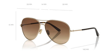 Tom Ford® FT0823 Clark FT0823 Clark 28F 59 - 28F - Shiny Rose Gold, Classic Dark Havana / Gradient Brown Lenses Sunglasses