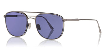 Tom Ford® FT0827 Jake FT0827 Jake 14V 56 - Shiny Light Ruthenium With Blue Sunglasses